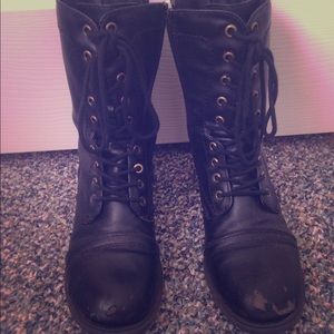 Black leather boots