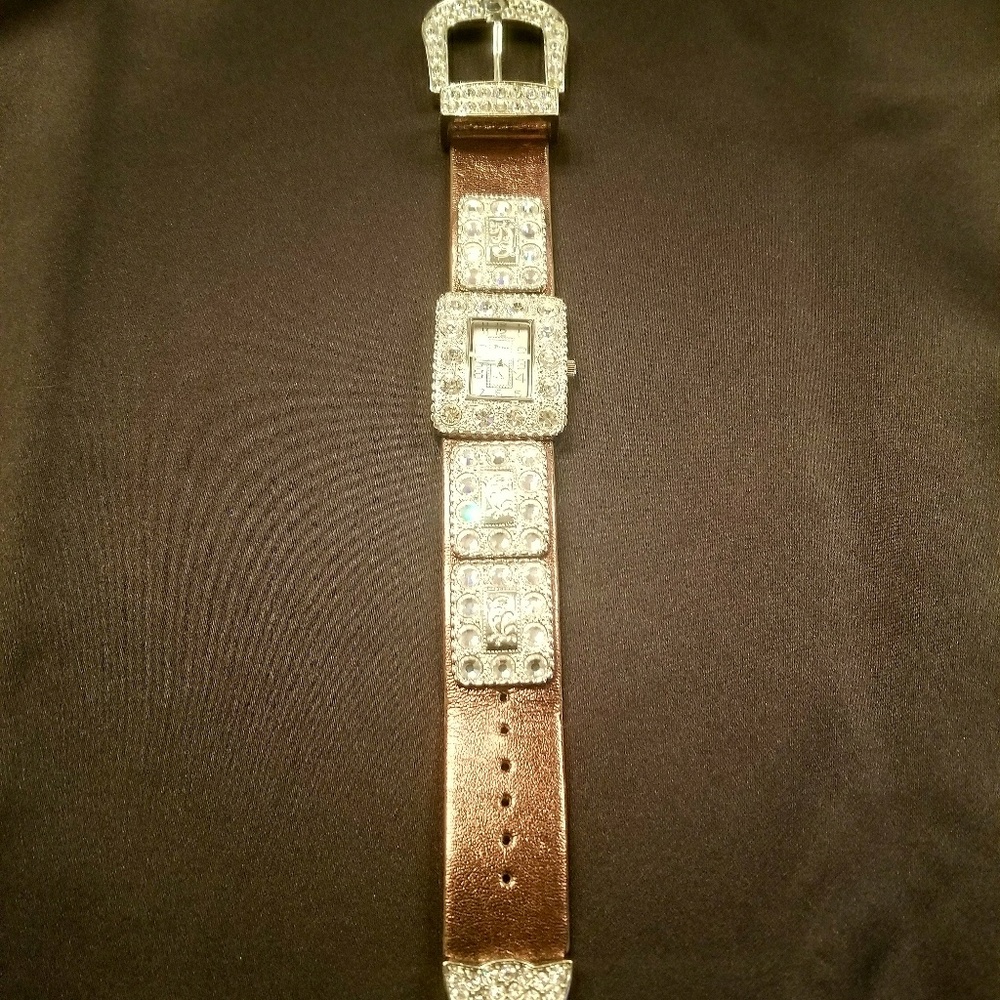 Gorgeous chocolate and silver crystal watch