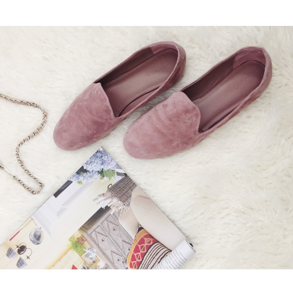 VINCE. LEATHER SUEDE MILO LOAFERS PINK 7.5 SHOES