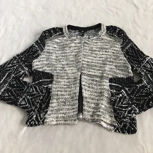 H&M Black Silver Cream Beaded Accent Tweed Sweater H&M Black Silver Cream Beaded Accent Tweed Sweater