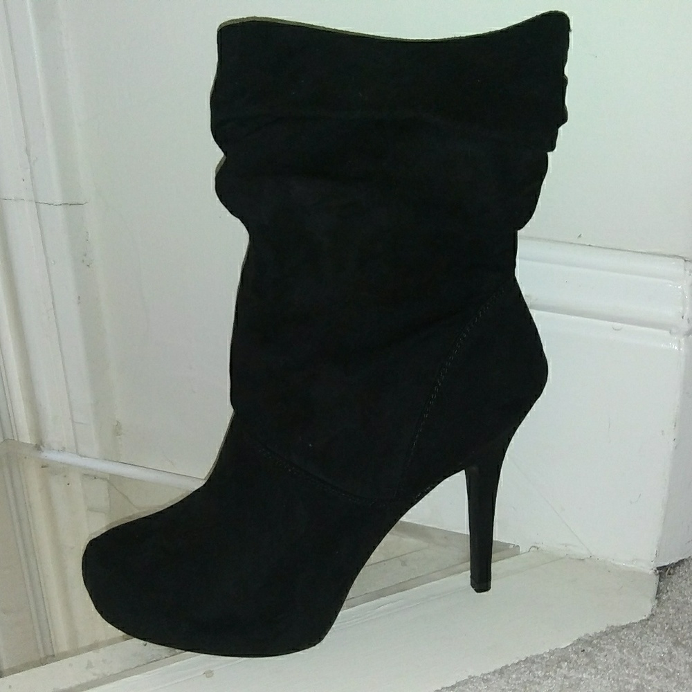 Black suede booties