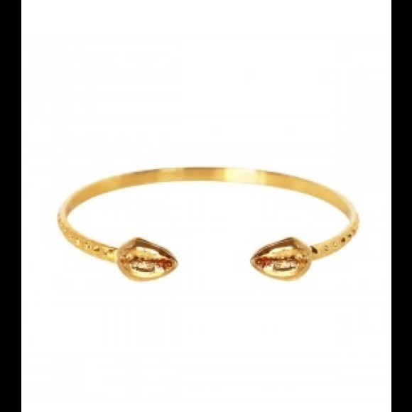 Cauri Shell Bangle/Cuff 14 KT Gold plated. - Picture 3 of 4
