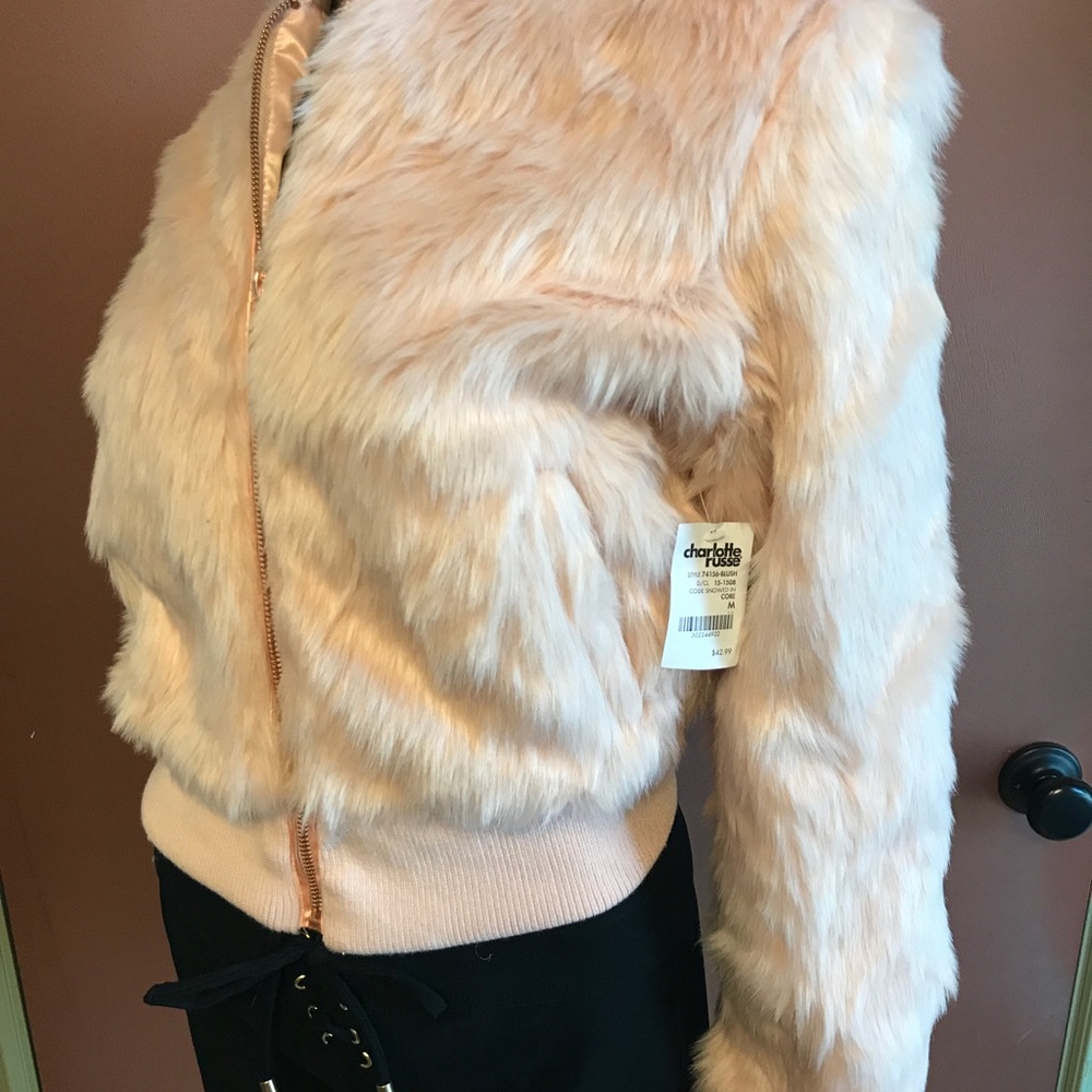Faux fur bomber jacket