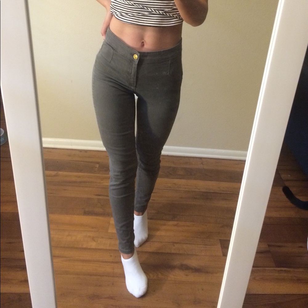 Olive green mid waist pants