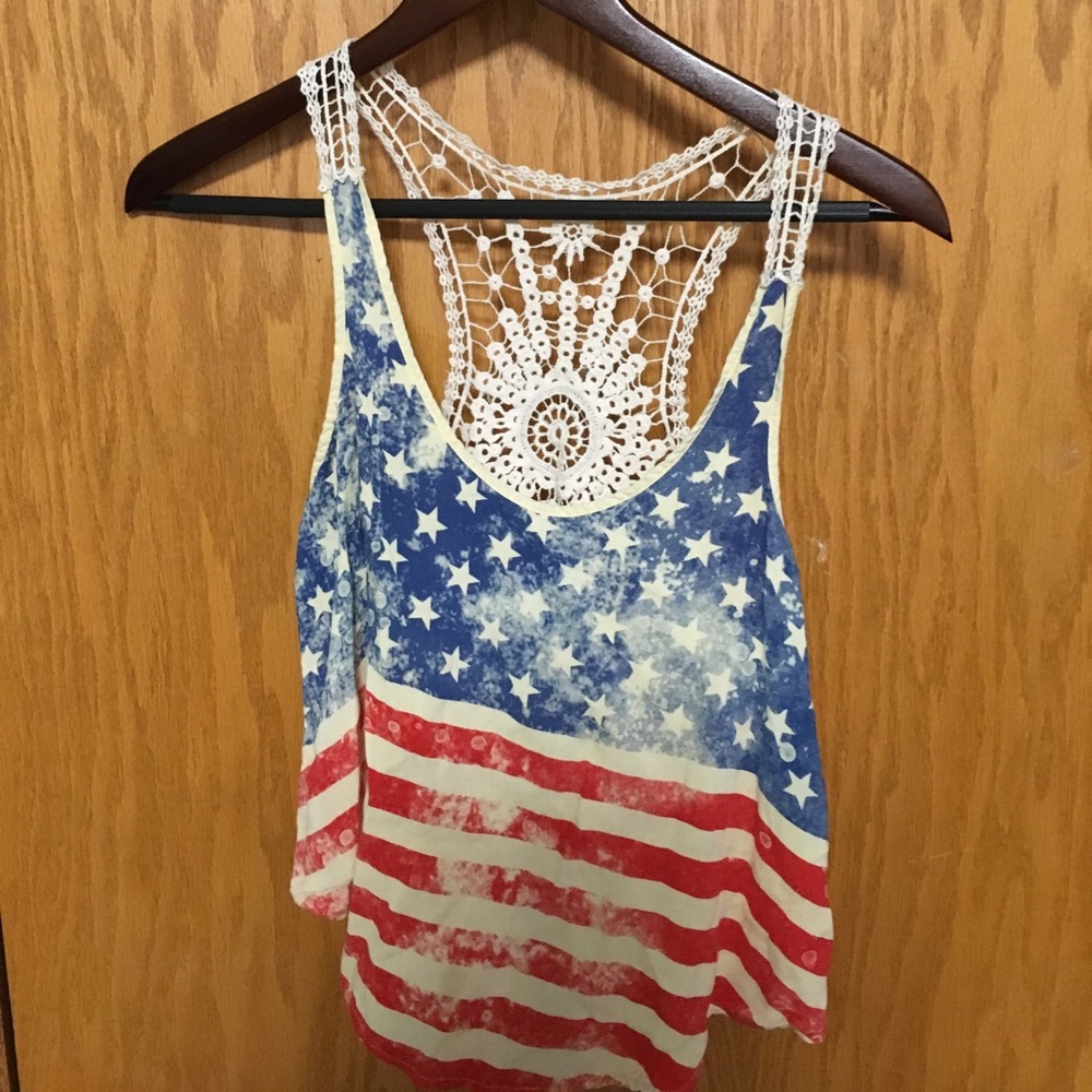American flag crop tank