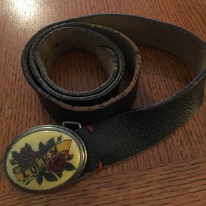 Lucky Brass Red Rose & Black Leather Belt-36" Lucky Brass Red Rose & Black Leather Belt-36"
