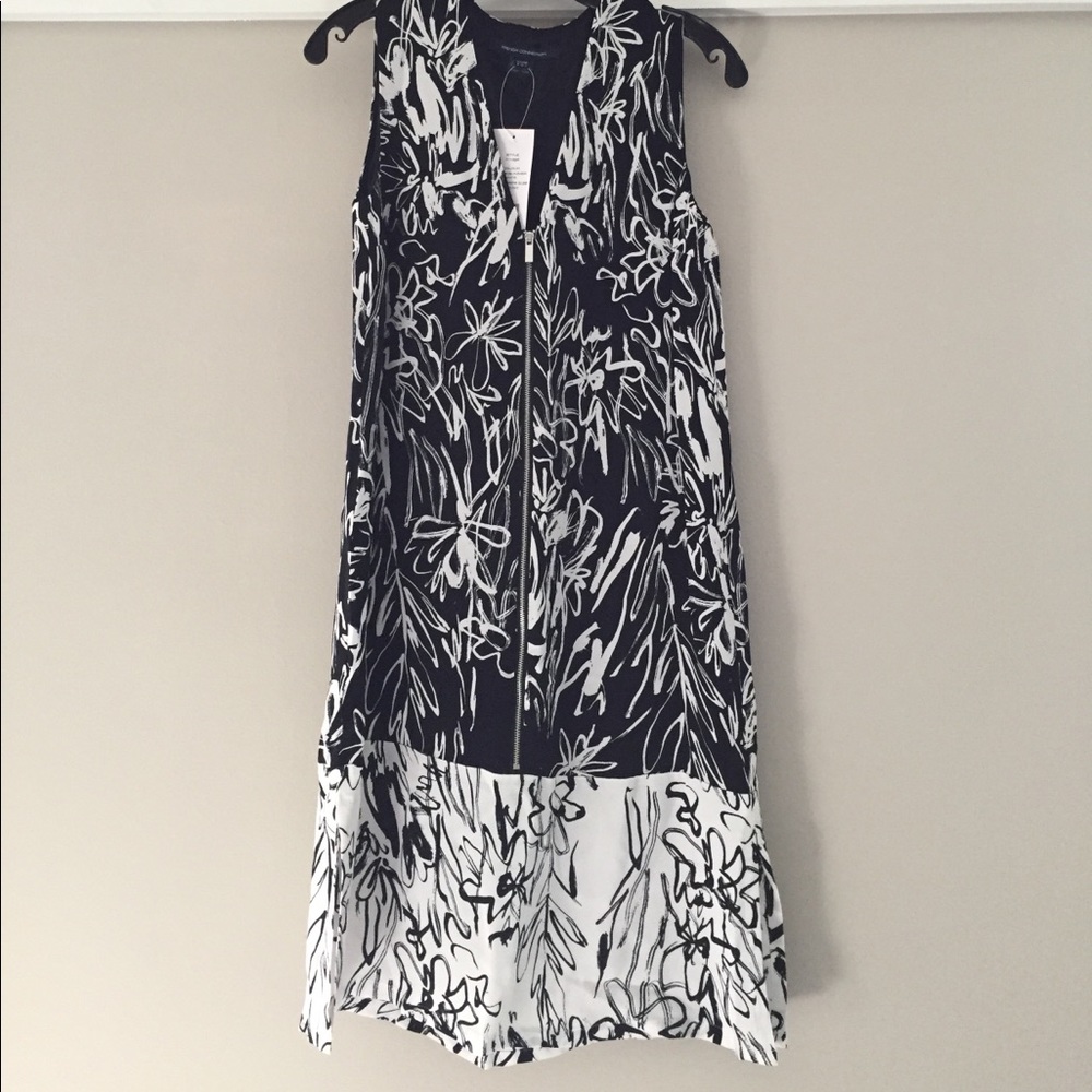 FRENCH CONNECTION Black & White Flower Print Dress