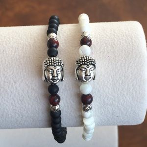 Buddha Red Jasper Mother of Pearl Yoga Bracelets