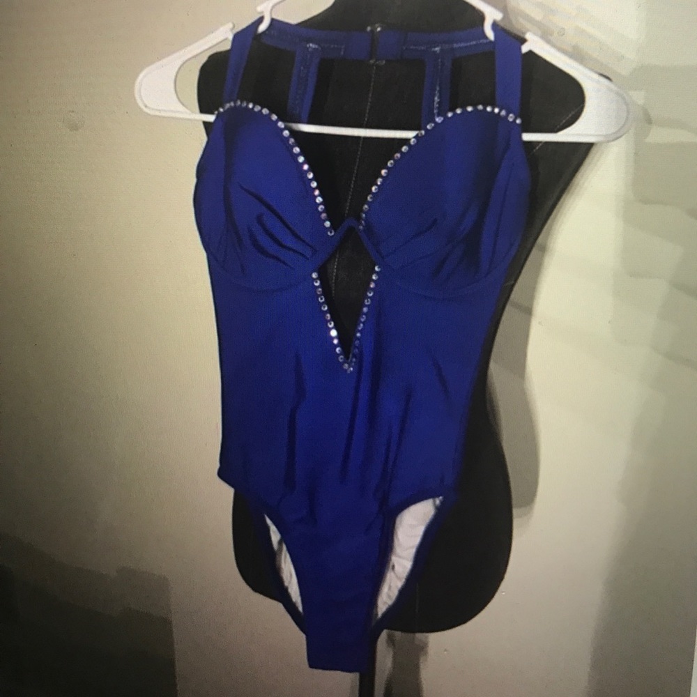 Cherylls Winners Pageant Swimsuit royal blue Small