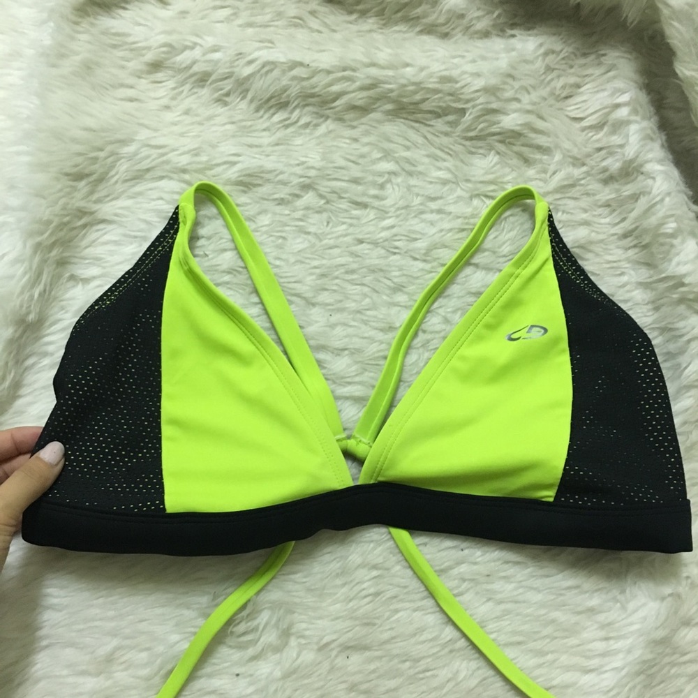 Champion neon and black swim top
