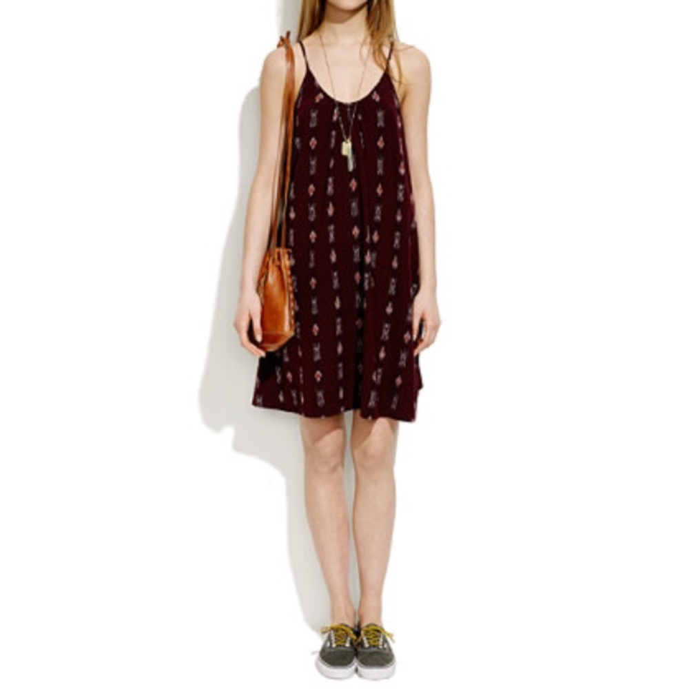 Madewell backyard sundress burgundy ikat