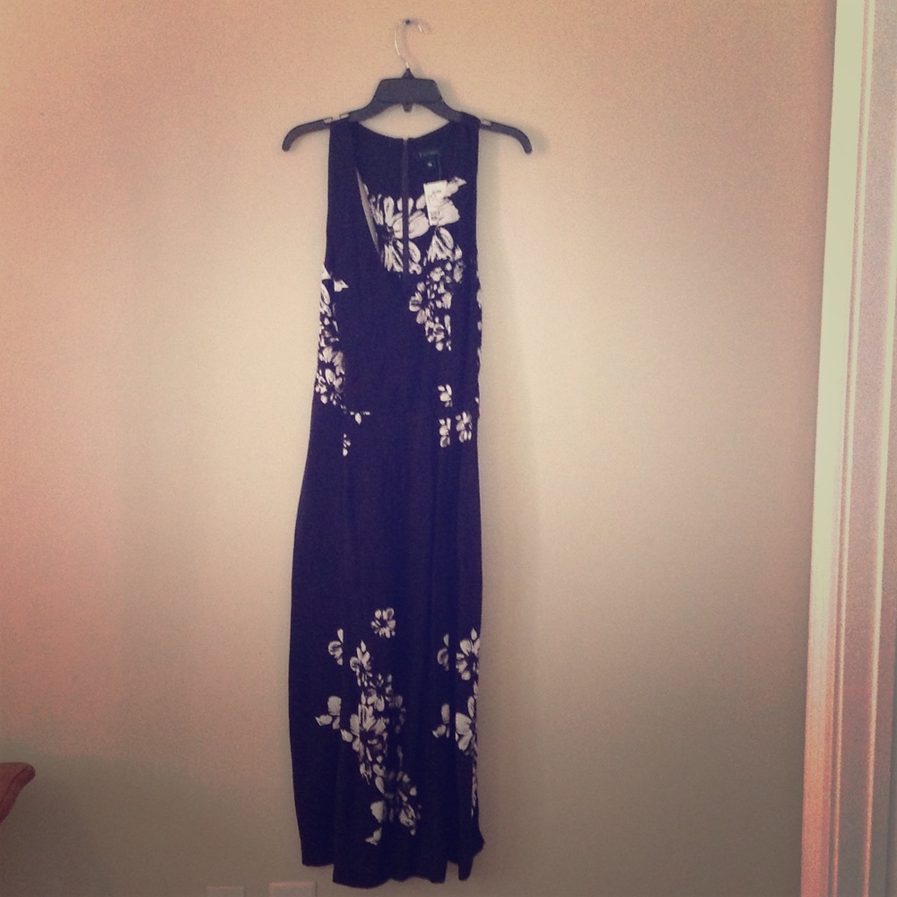 Black and white floral jumpsuit