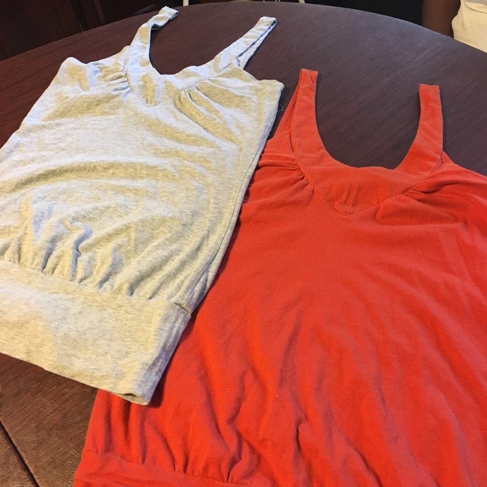 Grey& rust colored tops