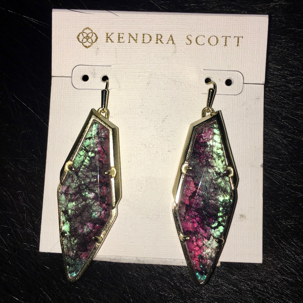 Kendra Scott Bexley Earrings Navy Crackle/Gold