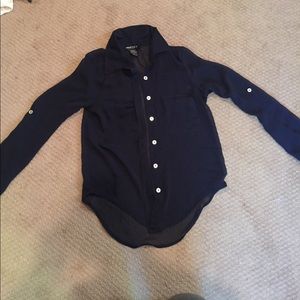 Dark blue button up shirt