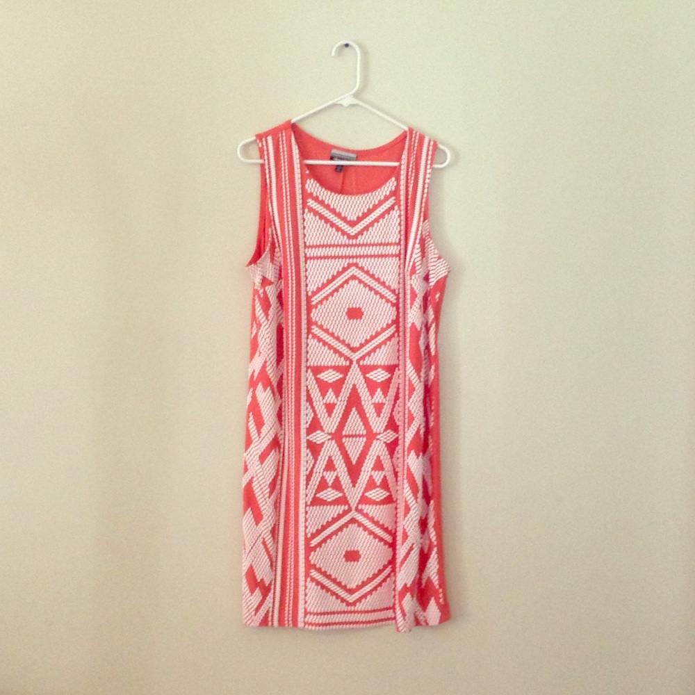 Coral and white colored mini dress