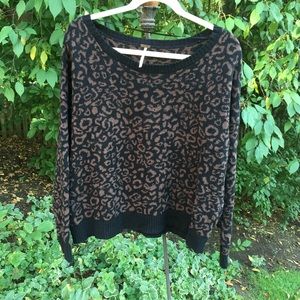 Free People Leopard Print Boxy Sweater