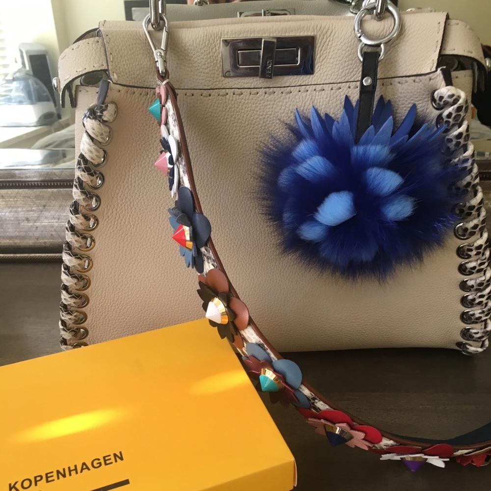 Kopenhagen Fox Fur Bag Charm Blue Pineapple!