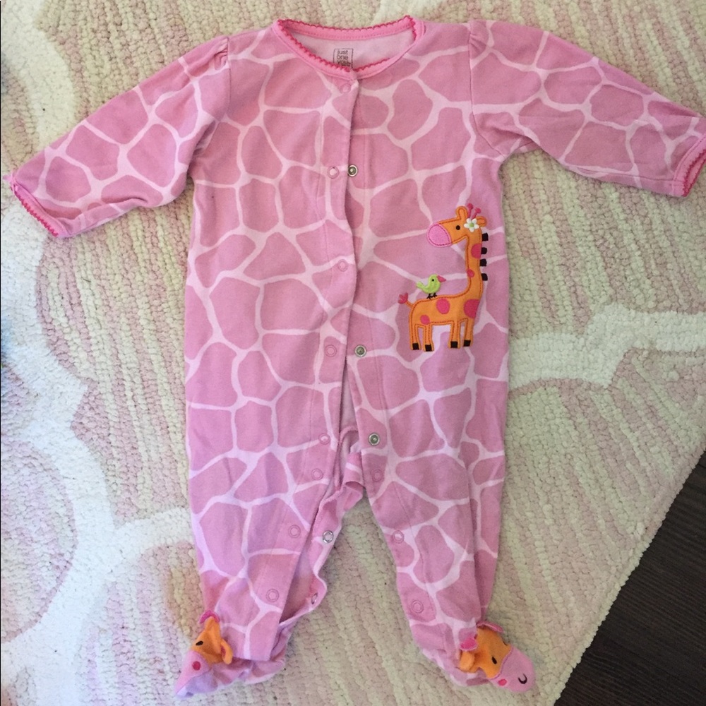 Baby girl pink giraffe one piece
