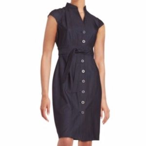 Calvin Klein Chambray Button-Front Sheath Dress