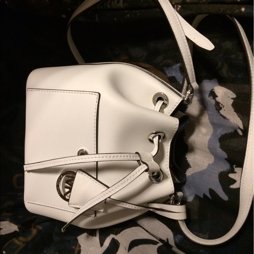 White MK bucket bag.