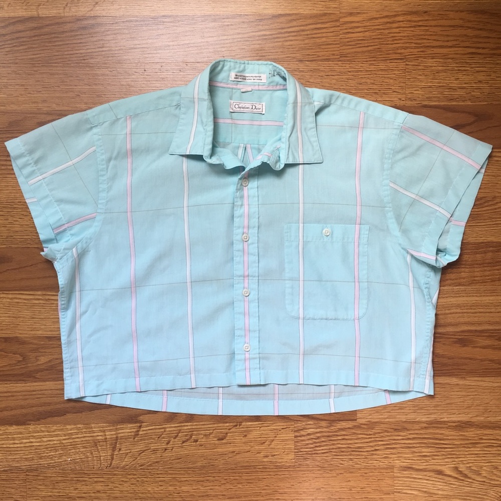 Plaid button up crop top