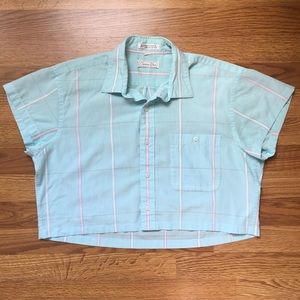 Plaid button up crop top