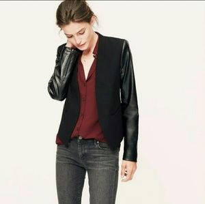 Tuxedo Blazer w Leather Sleeves
