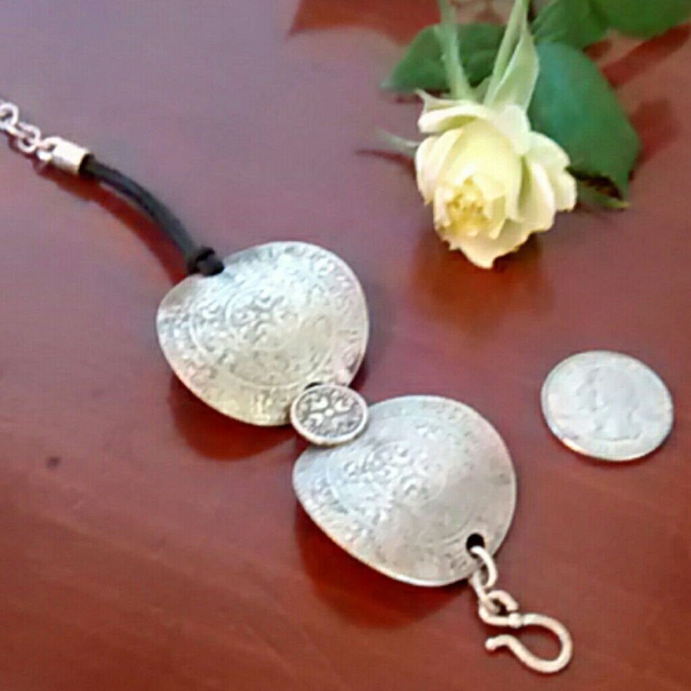 Hammered Silver Disk Bracelet