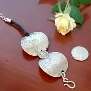 Hammered Silver Disk Bracelet