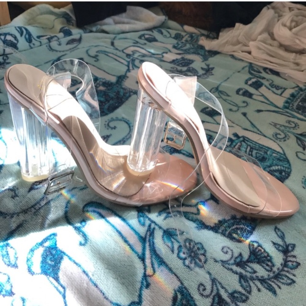 Strapped clear heels!!
