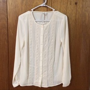 Lauren Conrad Lace Bib Blouse (Whisper White)