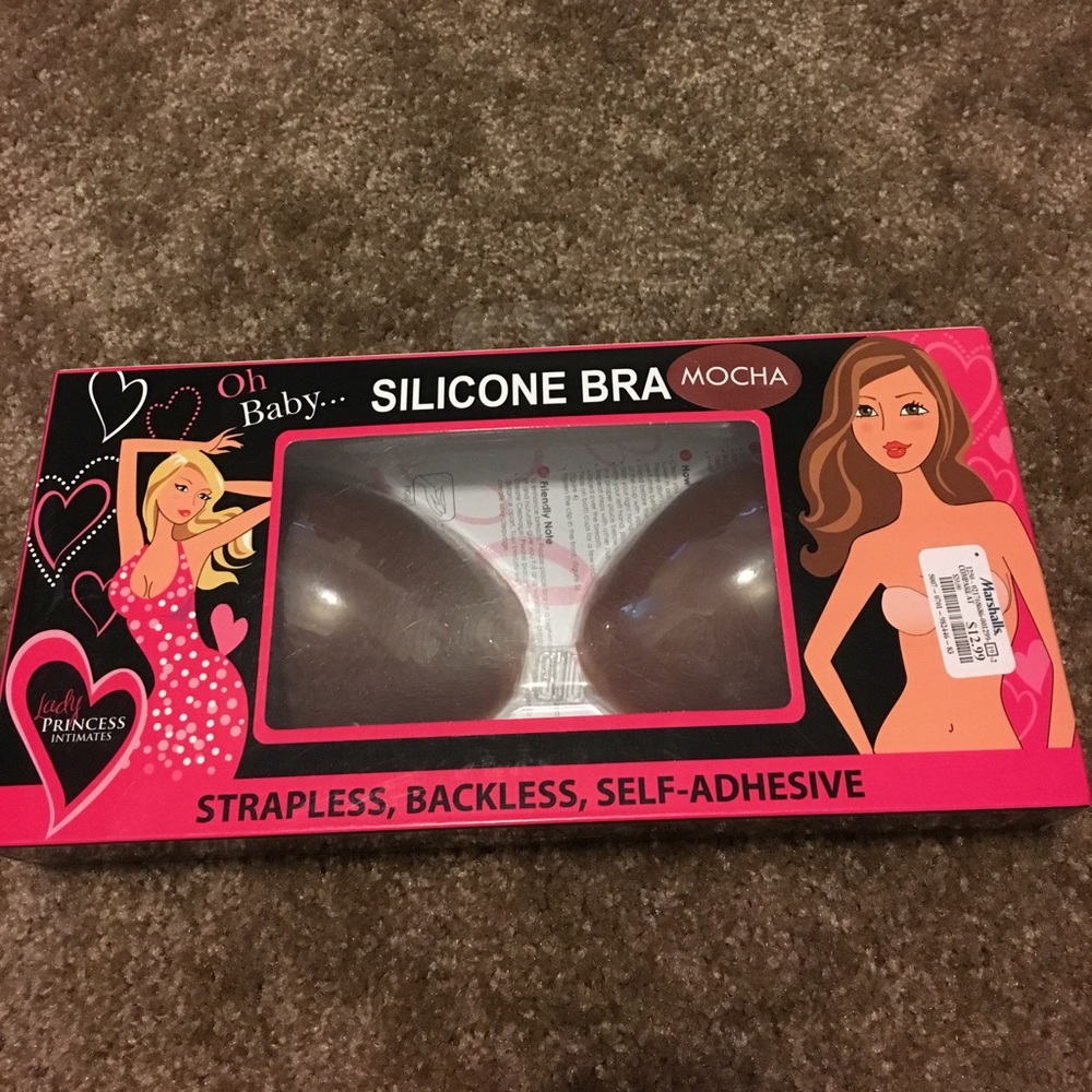 Silicon stick-on adhesive bra- mocha colored