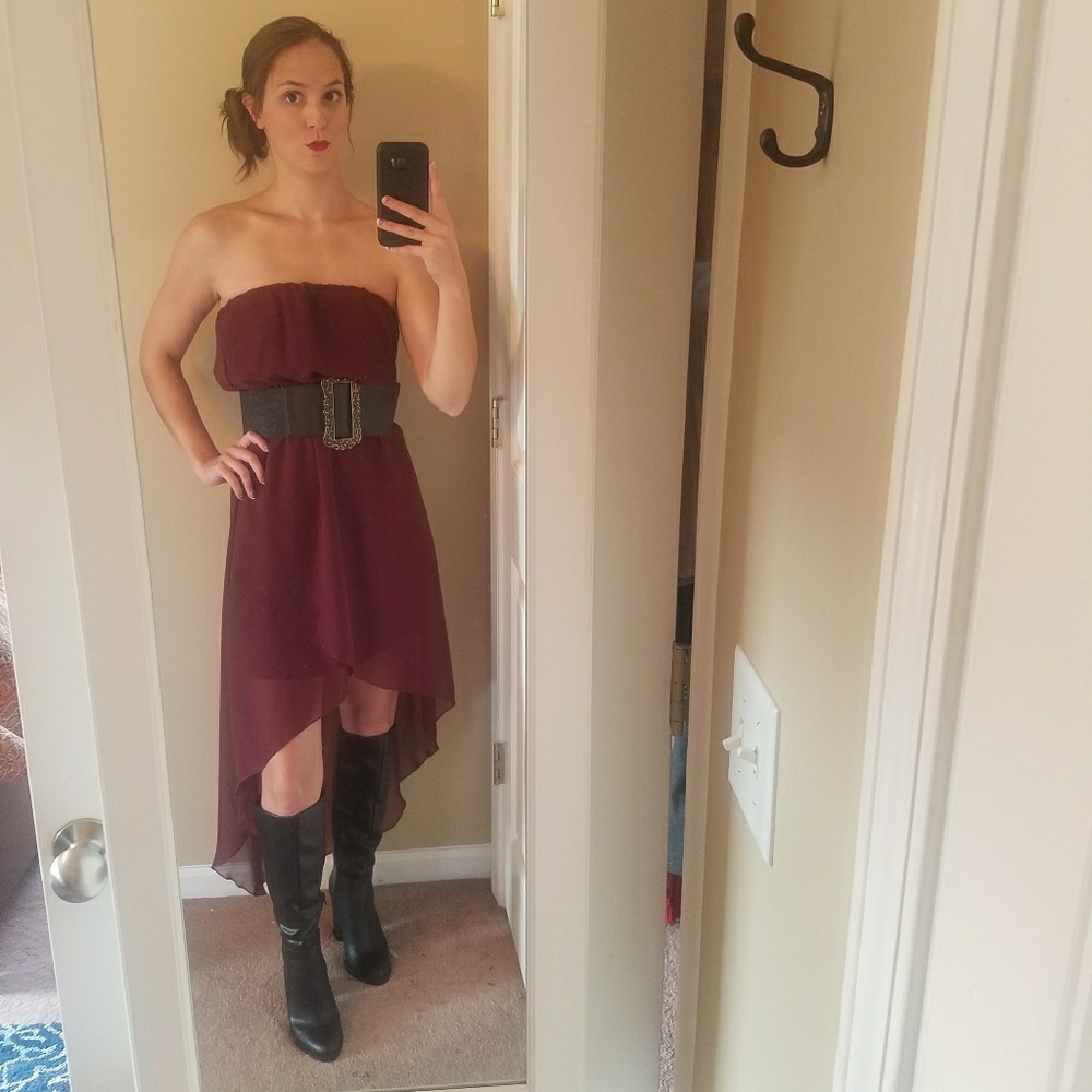 My Story - Maroon/Wine Chiffon Strapless High-Low