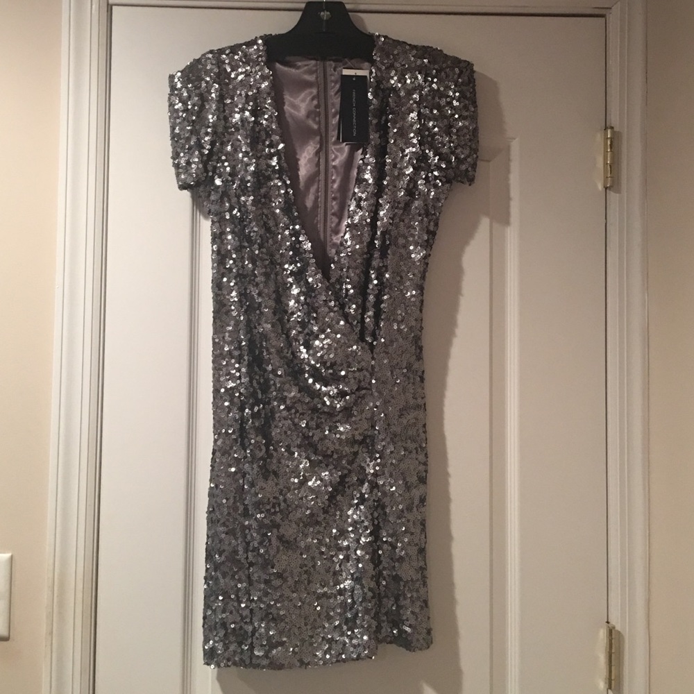 French Connection Silver Sequins Dress