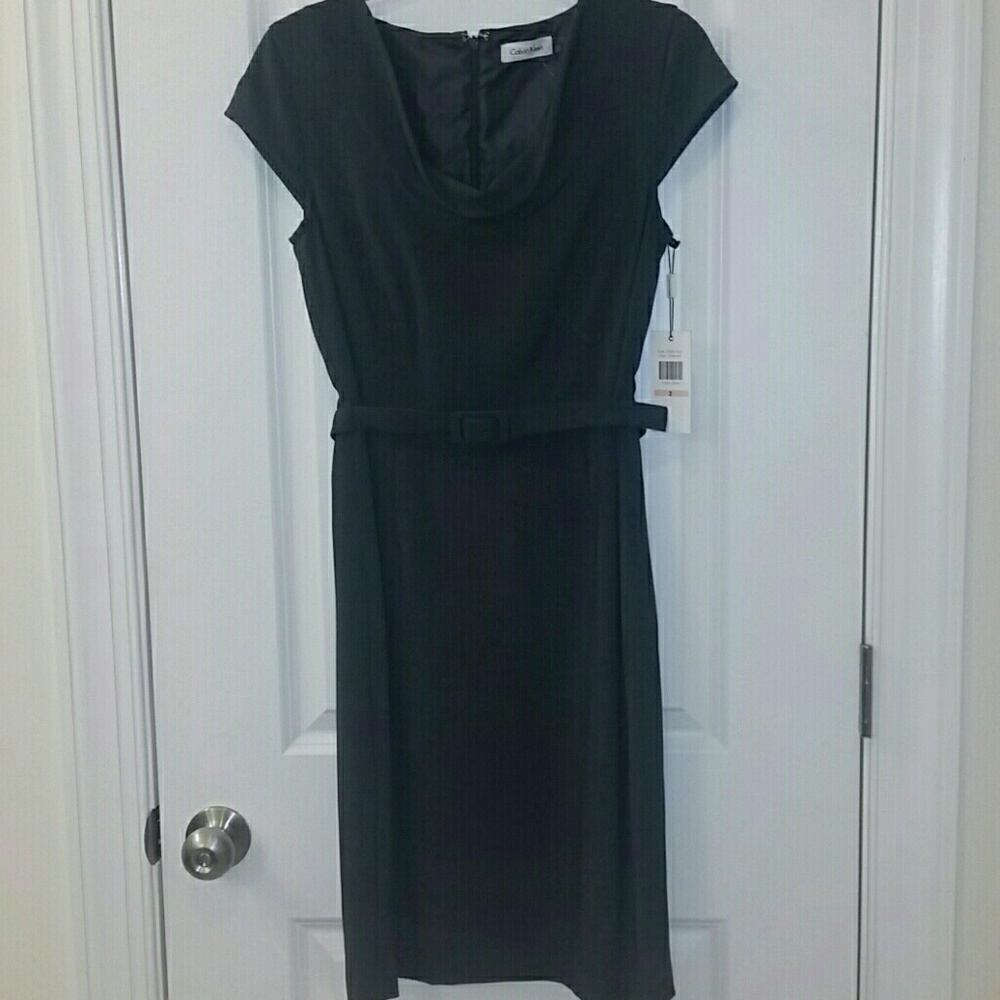 Calvin Klein cowl front belted dress.  Never worn.