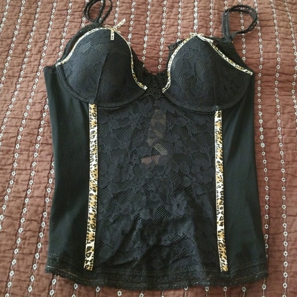 NWT VS corset leopard black