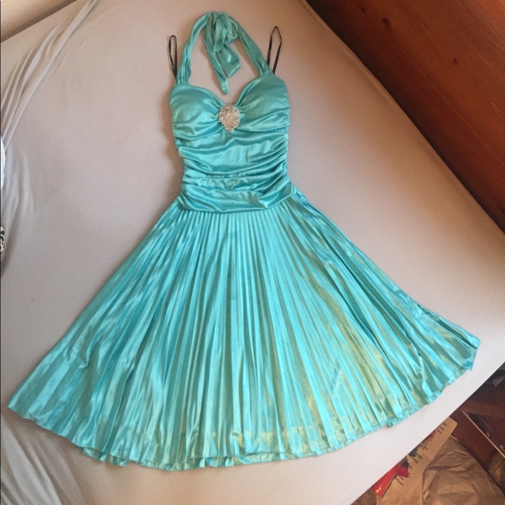 Turquoise Halter Dress