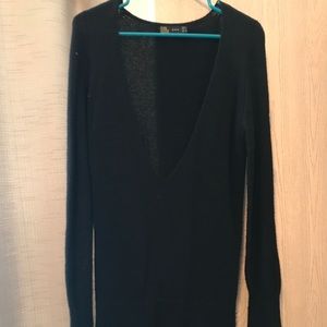 Zara black deep V neck sweater dress or tunic