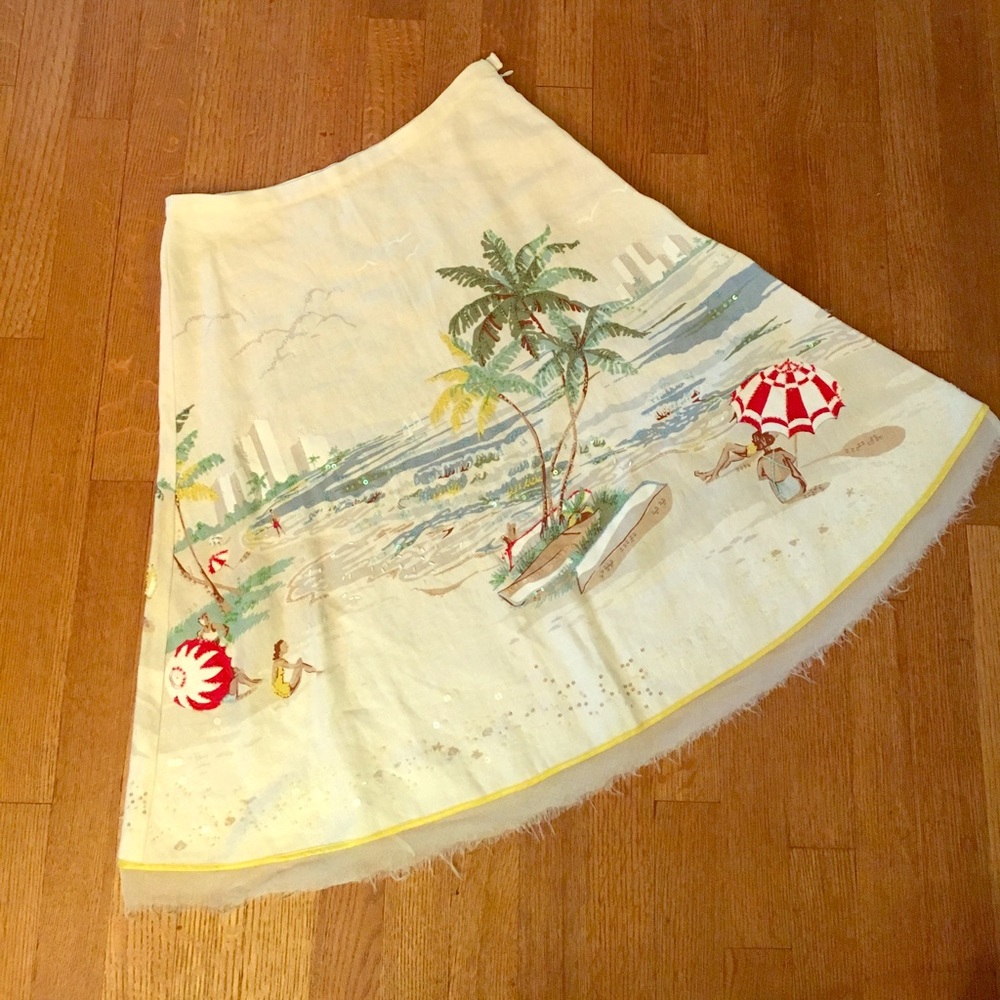 J.Crew beaded and hand-painted linen skirt