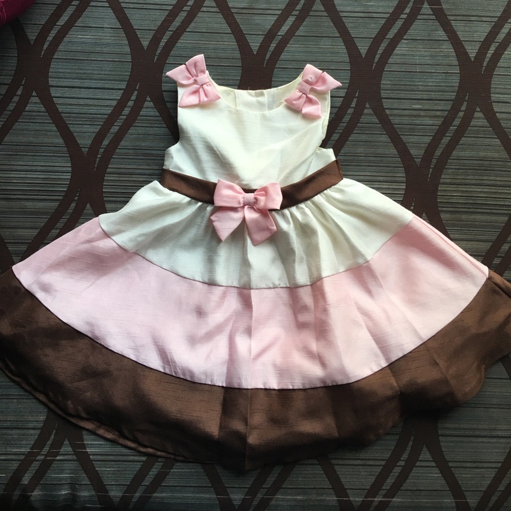 Pink, Ivory, Brown Dress