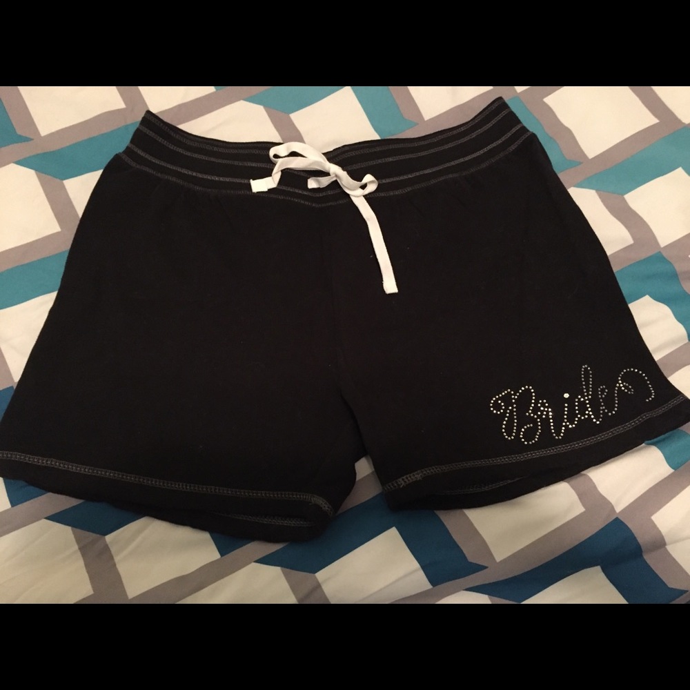 Rhinestone Bride drawstring shorts, small