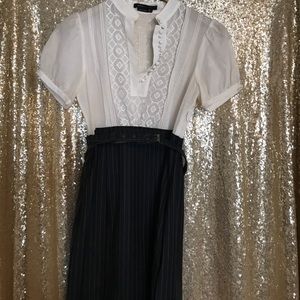 BCBGMAXARIA Pin stripe skirt/embroidered top dress BCBGMAXARIA Pin stripe skirt/embroidered top dress