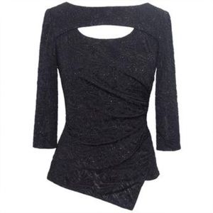 Cutout Front Gathered Side Lurex Top Alex Evenings Cutout Front Gathered Side Lurex Top Alex Evenings
