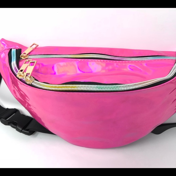 Fanny Pack Polyurethane Mini Bag w Rainbow Shine - Picture 2 of 8