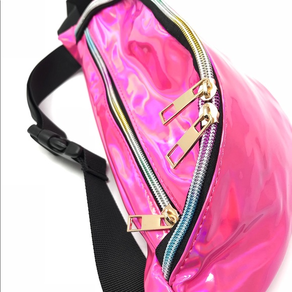 Fanny Pack Polyurethane Mini Bag w Rainbow Shine - Picture 3 of 8