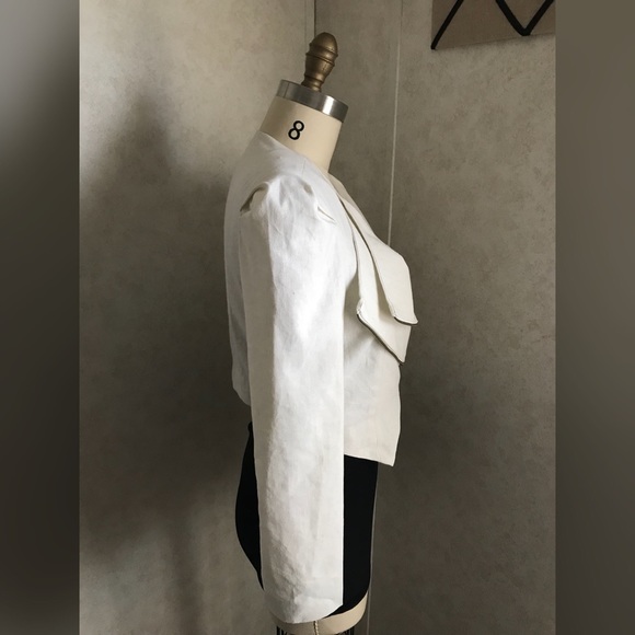 NWT White Linen fitted Moto Jacket - Picture 8 of 8