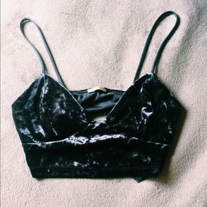 Zara Blue Velvet Crop Top Small Zara Blue Velvet Crop Top Small
