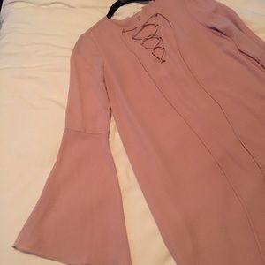 Blush Dress with Bell Sleeves