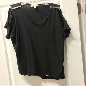 Michael Kors Black Short Sleeved Cold Shoulder Top